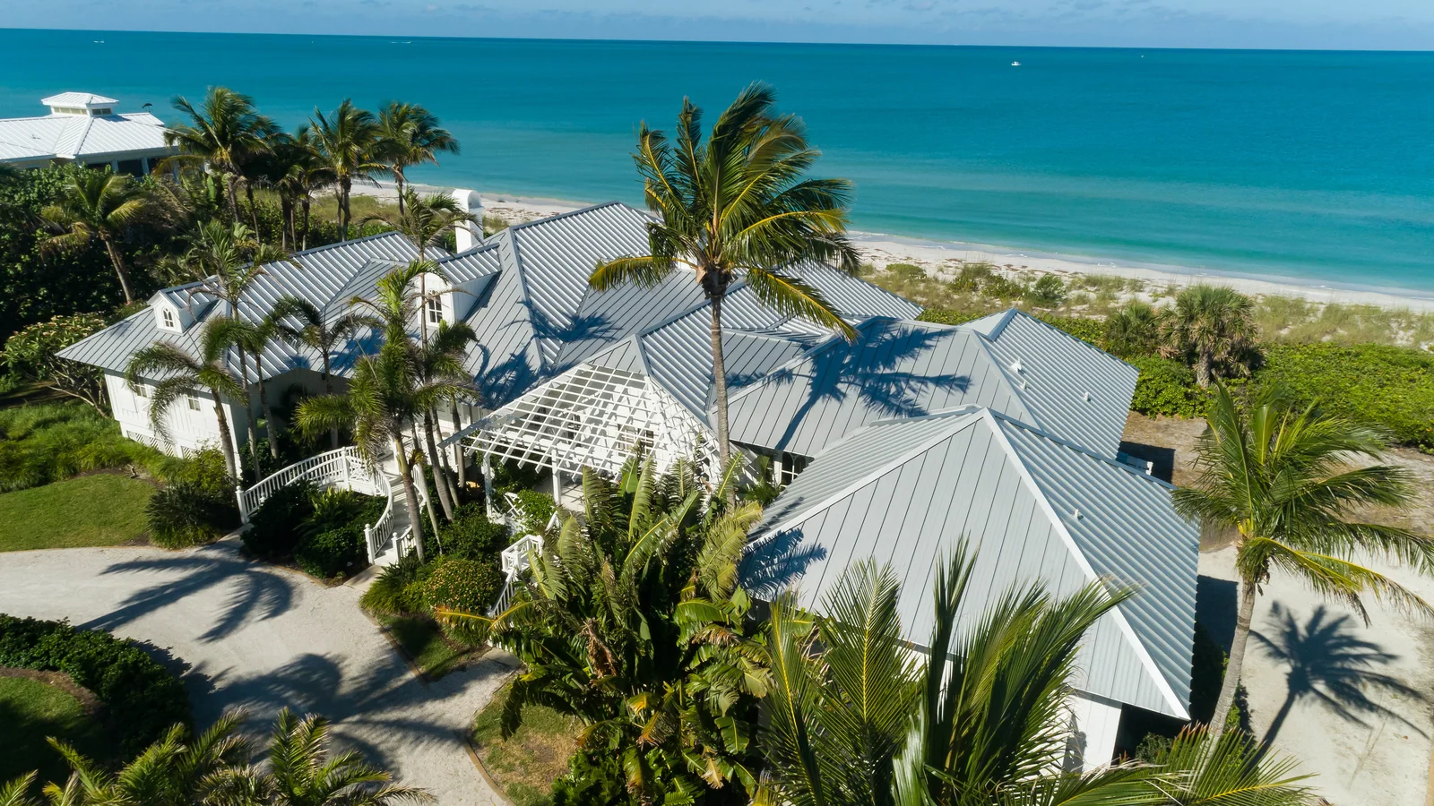 Metal roofing on a beachfront home