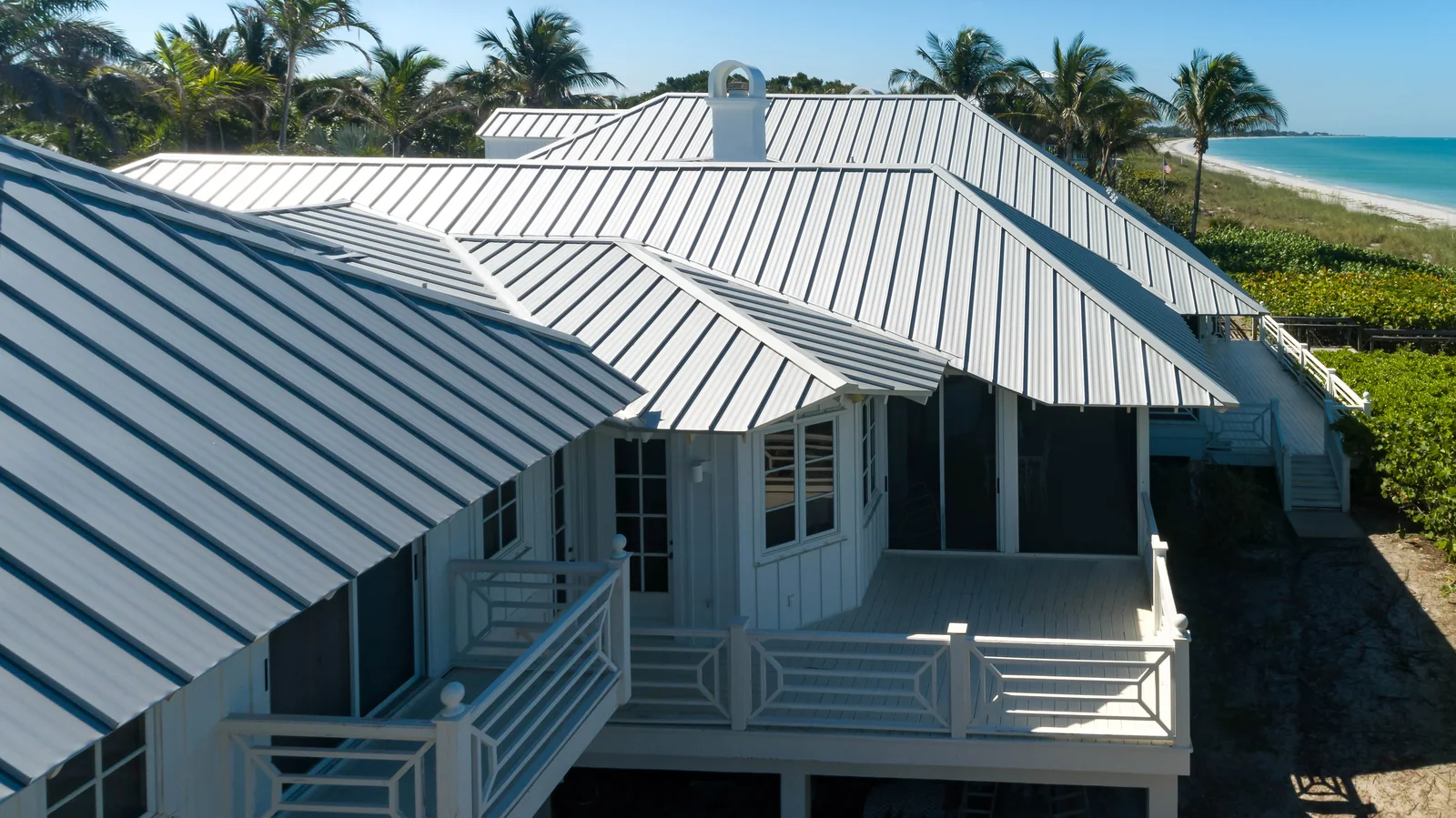 Metal roofing on a coastal home