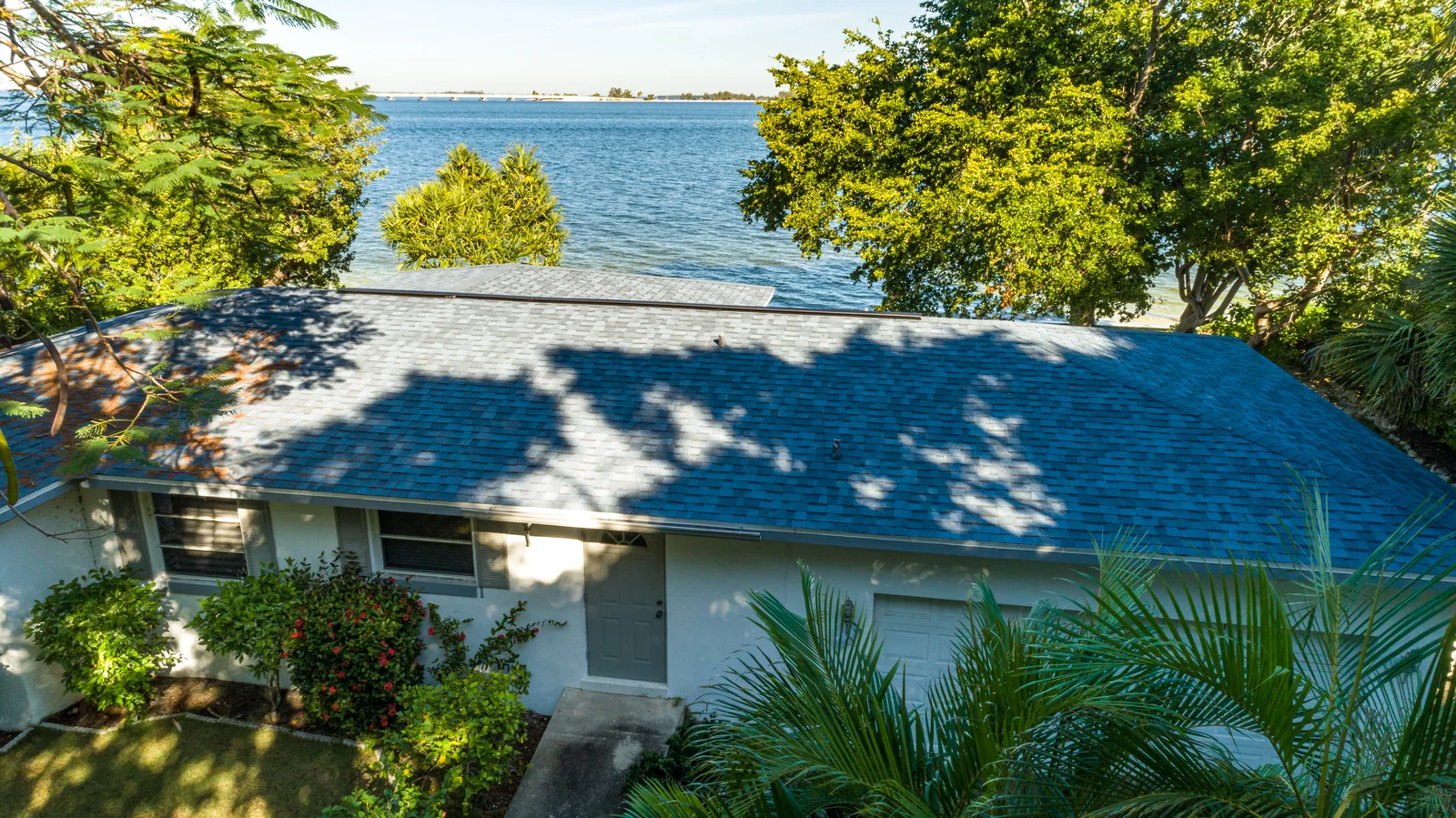 Shingle roofing on a waterfront home, Sanibel