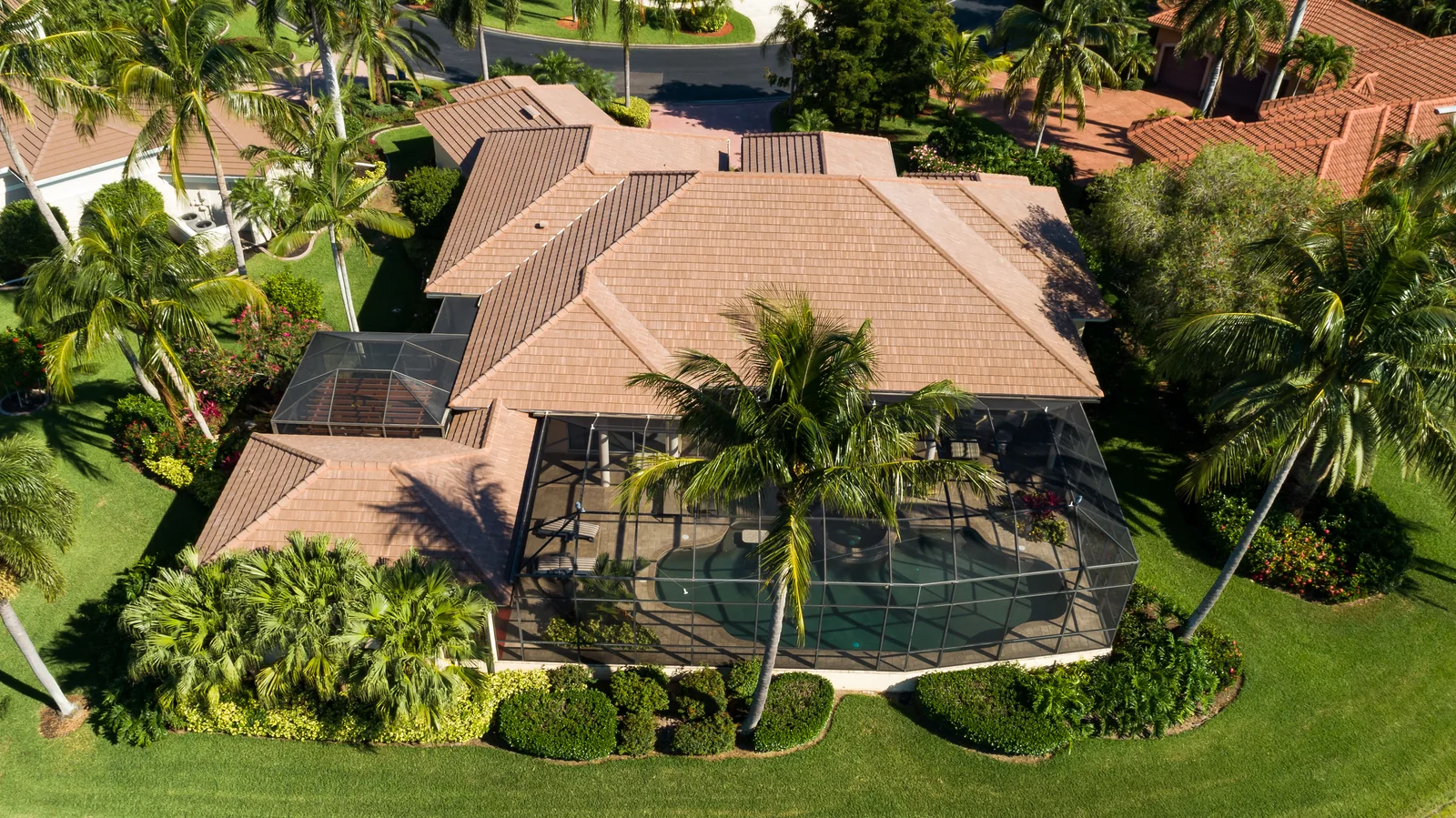 Tile roofing across the main roofline, Fort Myers